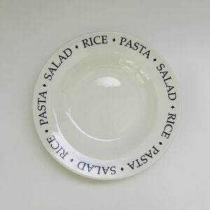 OVER AND BACK Stoneware SALAD, RICE, & PASTA Text Around Rim Serving Bowl